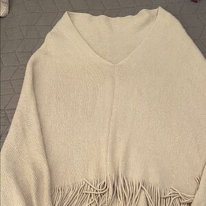 Echo Cream Shrug with Fringe Detail